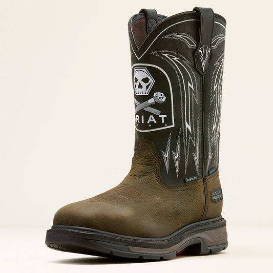 Ariat Recommended | Men WorkHog XT Bolt Skull Waterproof Wide Square Toe Carbon Toe Work Boot