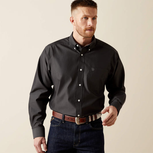 Ariat Featured | Men Wrinkle Free Solid Pinpoint Oxford Classic Fit Shirt