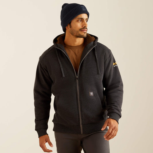 Ariat Recommended | Men Rebar All-Weather Sherpa-Lined Full Zip Hoodie