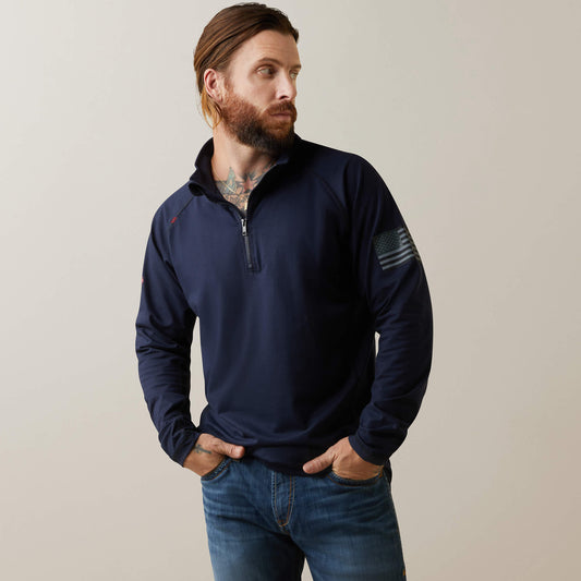Ariat New | Men FR Combat Stretch Patriot 1/4 Zip Work Shirt